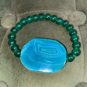 Green Agate Gemstone Beaded Bracelet handmade
